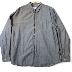 Lacoste Regular Fit Button-Down Shirt Men’s XL Gray Chambray 100% Cotton